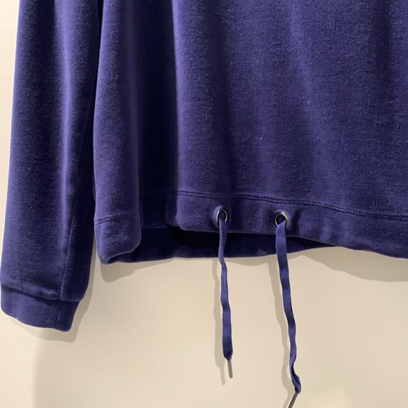 velour Comptoir Des Cotonniers velour pullover sweatshirt with tie. M. Blue - Picture 2 of 6